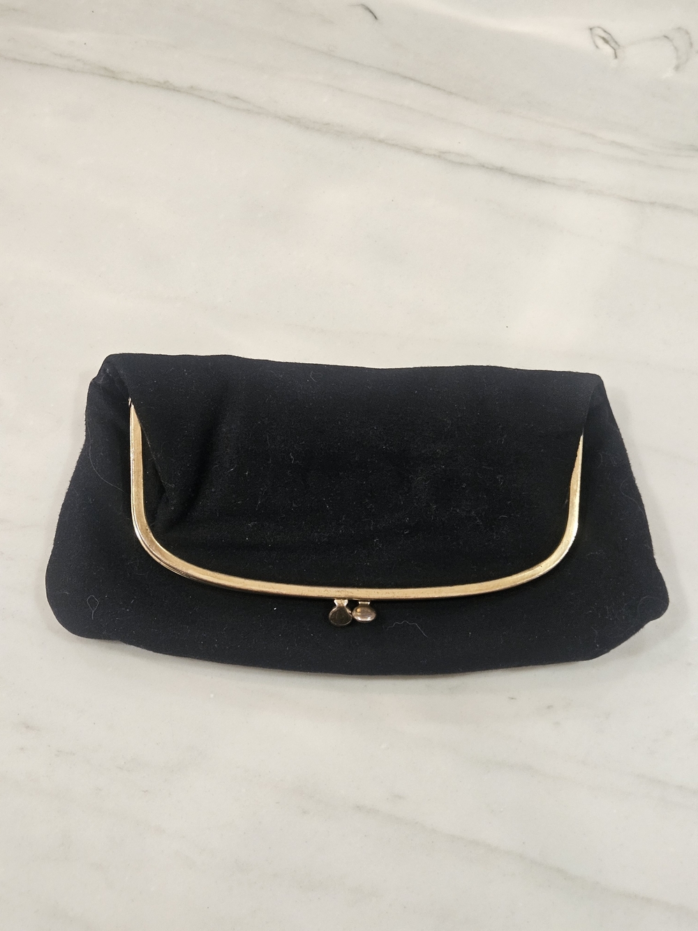 Vintage 1950s Coblentz Original Black Foldover Clutch Bag &Satin Coin Purse